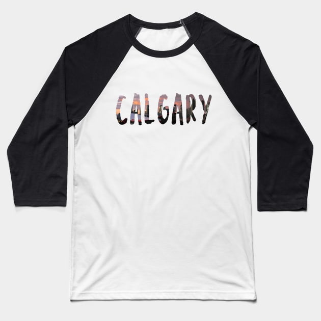 Calgary City Skyline Baseball T-Shirt by swiftscuba